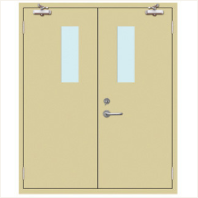 鋼質(zhì)雙開帶玻璃隔熱防火門